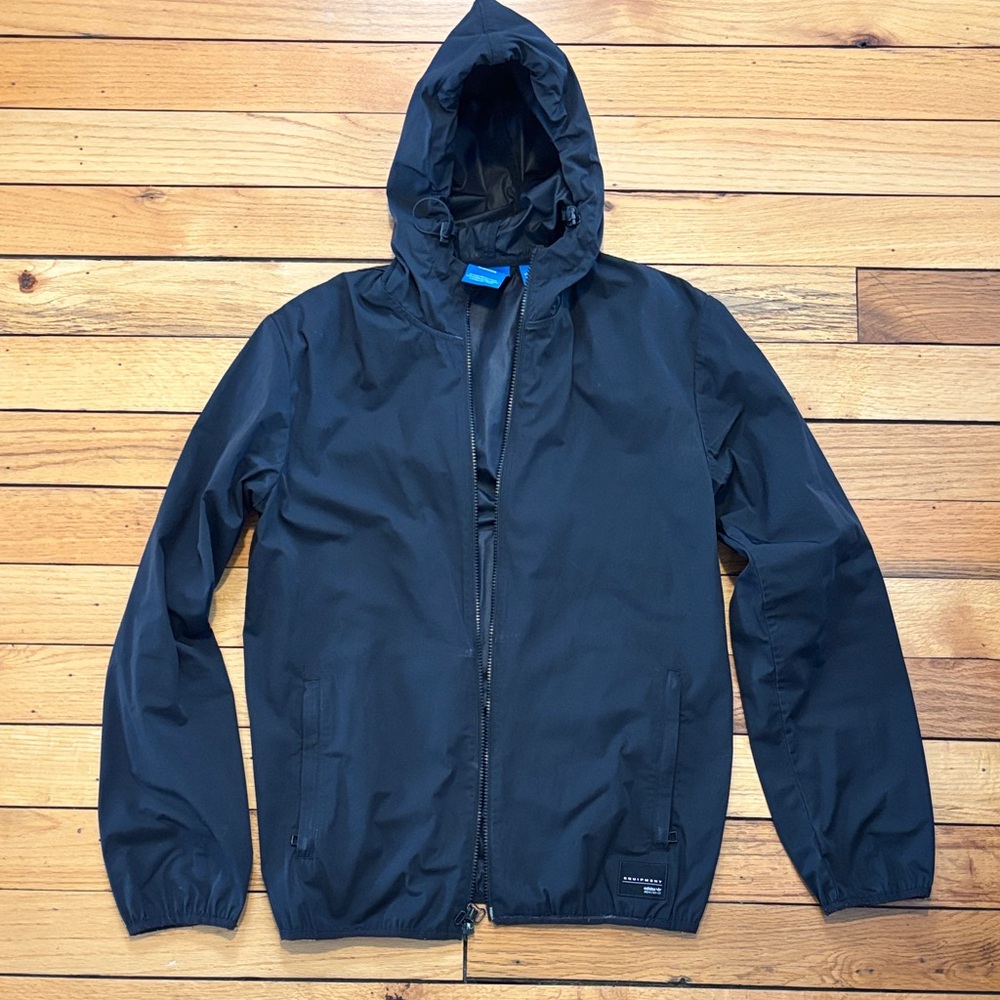 adidas Black Hooded Windbreaker Jacket